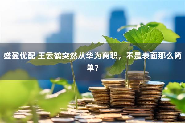 盛盈优配 王云鹤突然从华为离职，不是表面那么简单？